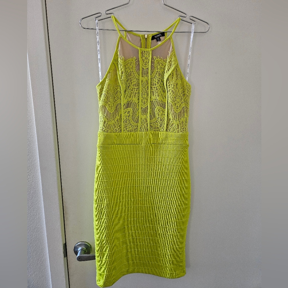 XOXO Lime Lace Midi Dress